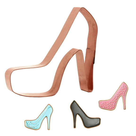 Ladies High Heel Shoe Cookie Cutter 3.5 X 3.5 inches - Handcrafted Copper Cookie Cutter by The Fussy Pup