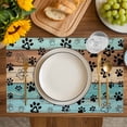 thumbnail image 4 of Aqua Brown Placemats Set of 4, Rustic Farmhouse Dog Paw Vintage Placemats for Dining Table, Place Mats for Kitchen Tabletop, Waterproof Wipeable Dining Table Mats Set, 4 of 9