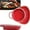 Red, variant on Soup and Sandwich Bowl for Breakfast Cookies Bread Salad Fruits,Soup and Sandwich Plate Combo,Heat-Resistant Fan Shape Ceramic Split Cereal Bowl with Retro Handle for Home and Restaurant