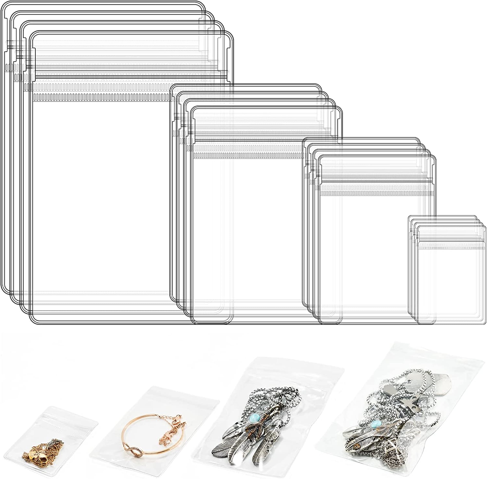 100pcs Plastic PE Mini Zip Lock Storage Bag Resealable Photos Battery  Jewelry Trinkets Chains Earrings Gift Packaging Pouches