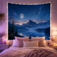 thumbnail image 2 of Full Moon Over Mountains and Mirror Lake, Serene Celestial for Nature Lovers, Night Sky Wall Art, Housewarming Gift, Tapestry Wall Hanging for Bedroom, Living Room and Dorm, 2 of 7