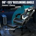 thumbnail image 3 of Czlolo Gaming Chair, Lumbar Massager Game Chairs, High Back Reclining, with Headrest Gamer Office Chair.(White), 3 of 10