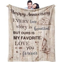 Wedding Anniversary Romantic Gifts for Him/Her, Anniversary Marriage Gifts for Couple Wife Husband Parents, Happy Anniversary for Men Women Boyfriend Girlfriend Throw Blanket 60 x 50 Inch