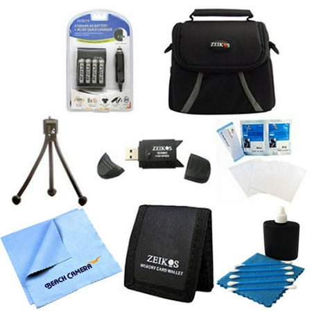Aa Digital Camera Batteries - Special 8pc Digital Camera Kit Rechargeable AA Battery & Charger, Table-top Tripod, Deluxe Gadget Bag FujiFilm Finepix Nikon Coolpix Canon Powershot Micro Fiber Cloth Screen Protectors Memory Card Wal