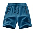 thumbnail image 5 of Men's Athletic Shorts Running Gym Workout Shorts Zipper Pockets Quick Dry Lightweight Breathable Sports Training Jogging Shorts with Drawstring Elastic Waist Cyan 4XL, 5 of 5