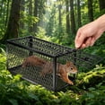 thumbnail image 3 of BPPEG Live Rat Trap Indoor/Outside - Squirrel Trap for Chipmunk, Small Rabbits, Weasel and Similar-Size Rodents, Fully Assembled, Black, 5x5x9", 3 of 7