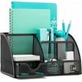 thumbnail image 4 of Mesh Office Supplies Desk Organizer, 6 Compartments plus drawer, Black, 4 of 7