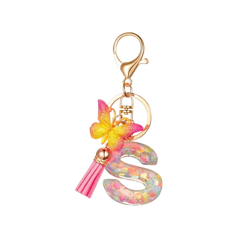 Cute Key Chains For Women Girls Initial Letter Keychains With