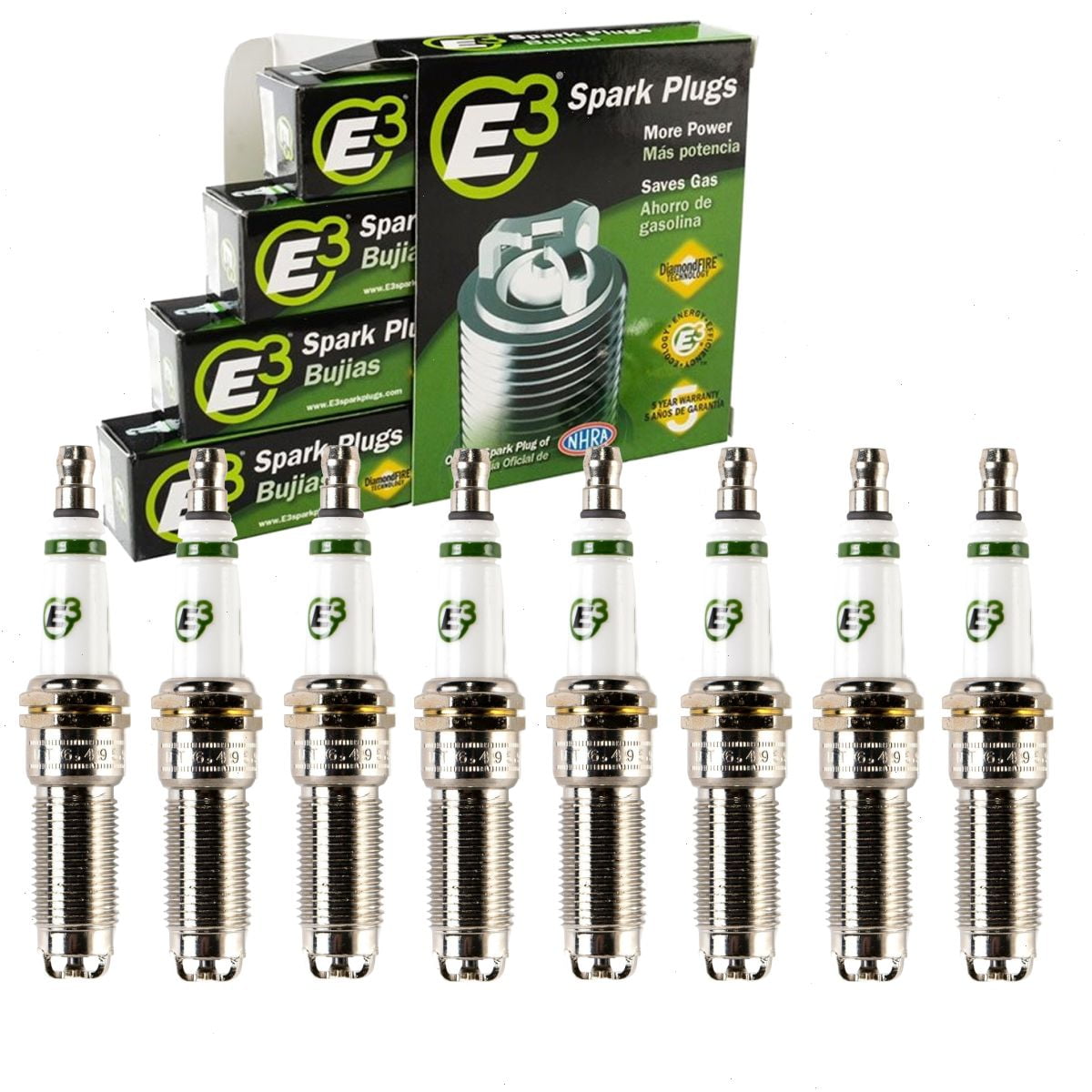 8 pc E3 Spark Plugs compatible with Chevrolet Silverado 1500 5.3L 6.2L V8 2014-2021