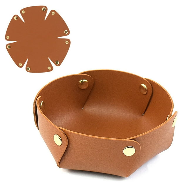 Bandeja de cuero PU organizador Caddy caja de bandeja de almacenamiento Hexagonal para llaves teléfono monedero relojes