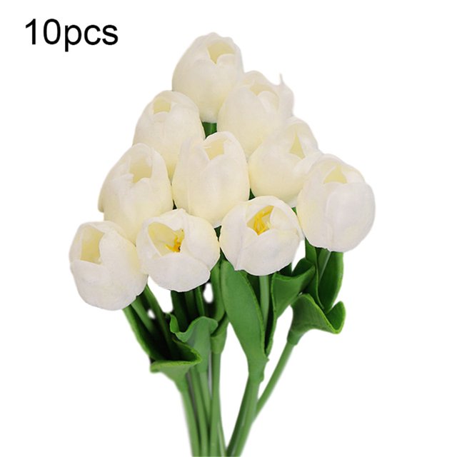Flores artificiales para el hogar, oficina, simulación, decoración floral, banquete de boda, adorno de flores falsas, blanco 10 Piezas Speravity HA9005-01B