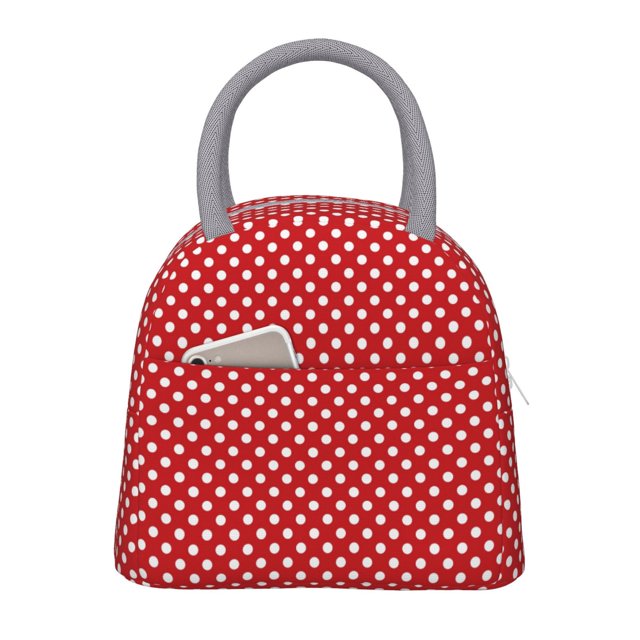 Easygdp Red Polka Dot Bolsa de Almuerzo Insulada Grande, Forro de Aluminio, Diseño Espacioso, a Prueba de Fugas, Ideal para Trabajo, Picnics, Viajes y Actividades al Aire Libre