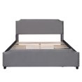 thumbnail image 4 of Upholstered Queen Size Bed with 4 Storage Drawers,Upholstered Platform Bed Frame with Stud Trim Headboard and Footboard,Velvet Queen Storage Bed for Teens Adults,Gray, 4 of 12