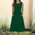 thumbnail image 2 of Vestido midi sin mangas con estampado floral y corte en A para mujer: vestido informal y fluido para la playa con bolsillos, 95 % poliéster, primavera/verano 2025, 2 of 5