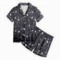 thumbnail image 5 of Cdudpw Halloween Pajamas Toddler Girl Print Halloween Pajama Set Short Sleeve Button Down Shirt Fall 2 Piece Outfits(A017-Grey), 5 of 5