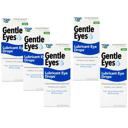 5 Pack - TRP Gentle Eyes Lubricant Eye Drops, Fast Long Lasting Relief, Moisturizing, 0.5 fl oz