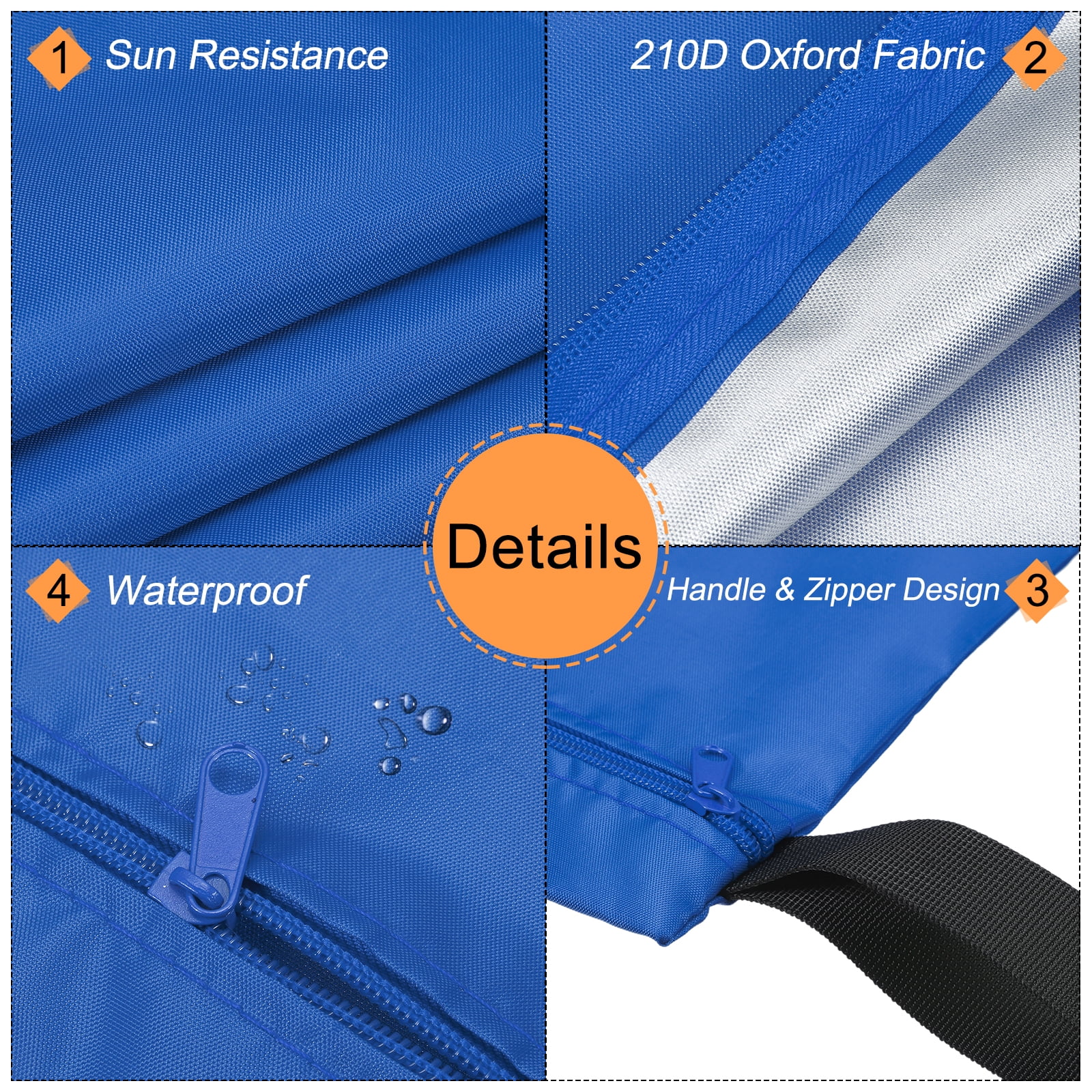 Unique Bargains Wet Dry Bags with Handle Zippered Pockets Blue 32 x 24 Inch