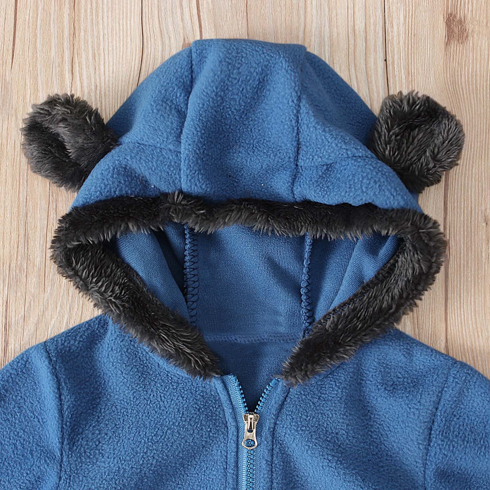 Fleece Baby Bodysuits Infant Onesie Kids Hooded One Piece Romper Outerwear Toddler Jacket Fleece Jacket Coat Zipper Jumpsuits Blue,3 Years