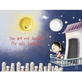 thumbnail image 2 of Blue Fish 32x25 White Modern Wood Framed Museum Art Print Titled - Sun, Moon, Stars, 2 of 4