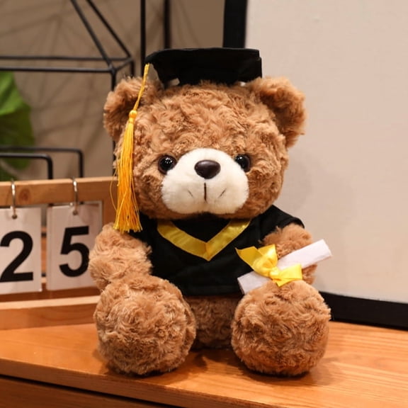 Graduation Teddy Bear Plush Toy, Soft brown Bear with Graduation Cap & Gown, Cute Stuffed Animal Graduation Gift for High School & College Students