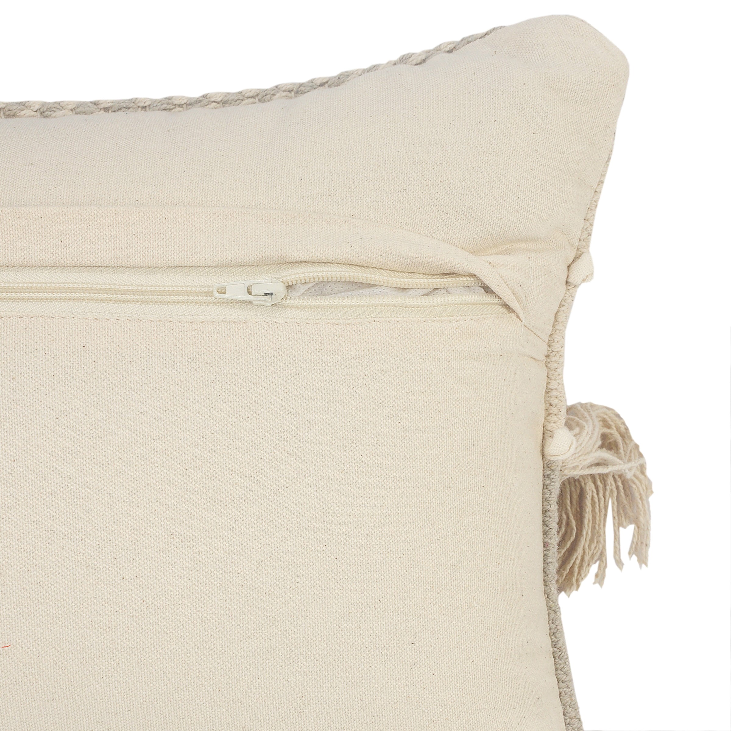 Willey Woven Paths Over-Tufted Throw Pillow, Beige, 14" x 36"
