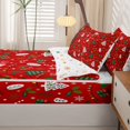 thumbnail image 5 of Manfei Festive Christmas Tree Zipper Twin Comforter Sets with Fitted Sheet and 2 Pillowcases,Traditional Snowflake Pine Branch Zipper Bedding Set,Red,Christmas Reversible,4pcs, 5 of 8