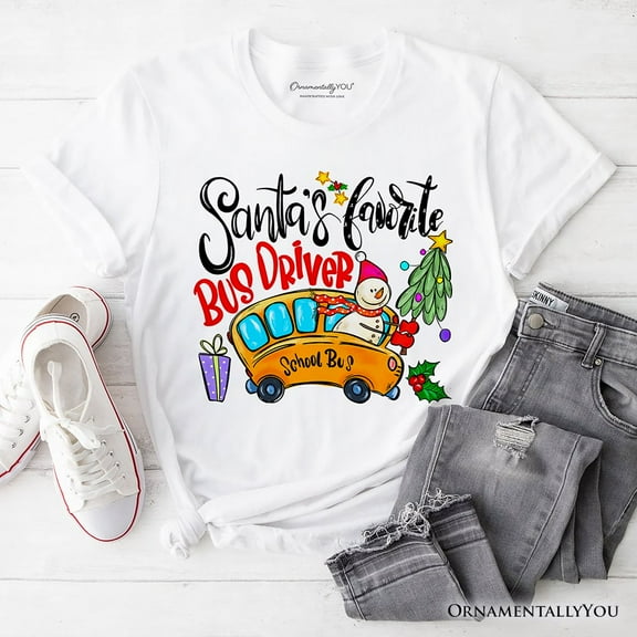 Santa’s Favorite School Bus Driver T-Shirt, Merry Holiday Tee