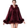 thumbnail image 2 of Fewfanhot Sequin Faux Fur Trim Cape Shawl, Open Front Warm Poncho Wrap for Women Evening Wedding Party Dresses, 2 of 6