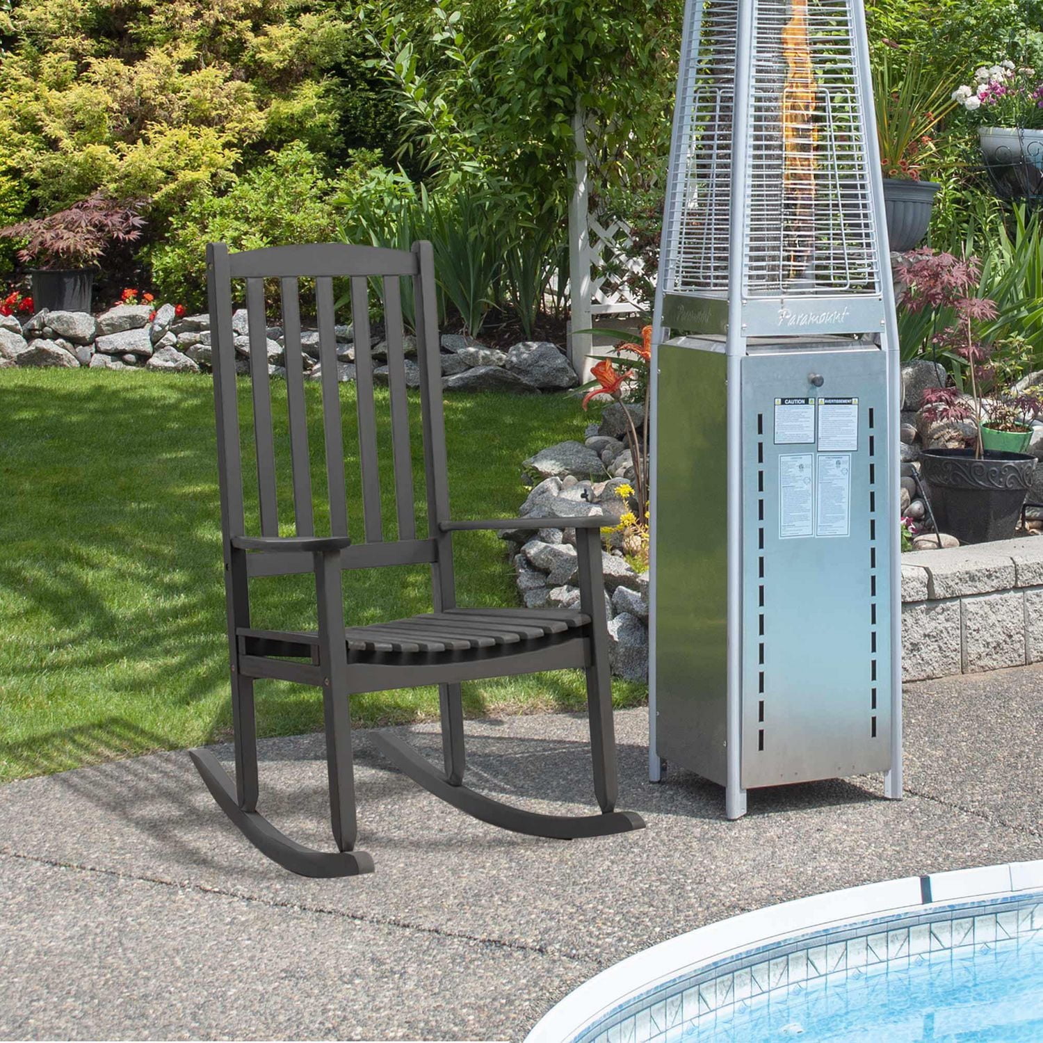 Patioflare Acacia Wood Patio Rocking Chair, Grey