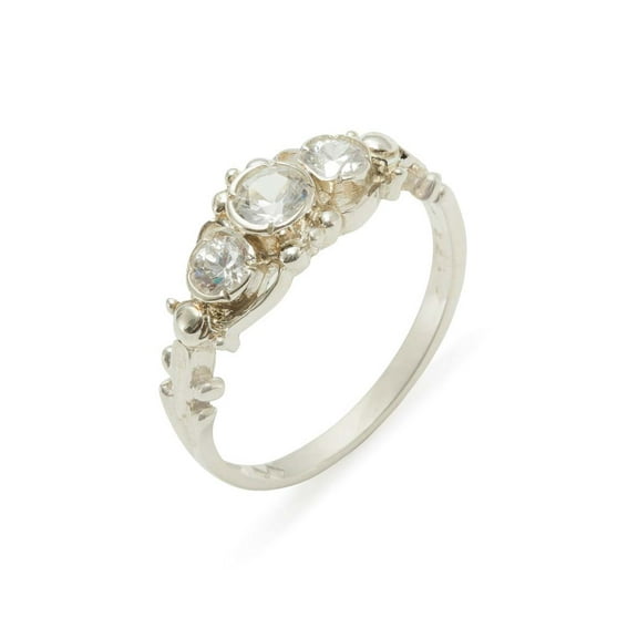 LBG British Made 9k White Gold Cubic Zirconia Womens Anniversary Ring - 33 size options - Size 10