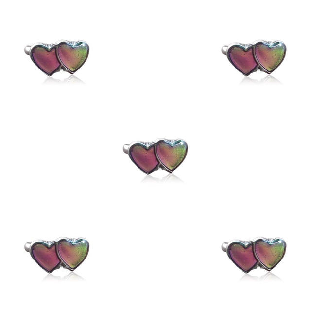 Minnieouse Anillos de humor Cambio de color Temperatura Emoción Sensación Cambiable Joyería termocrómica Fiesta para mujer Regalo doble doble corazon 5piezas