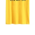 thumbnail image 3 of Camiseta de verano amarilla con cuello redondo, manga corta, suave y holgada, letras negras estampadas con corazones, 3 of 5