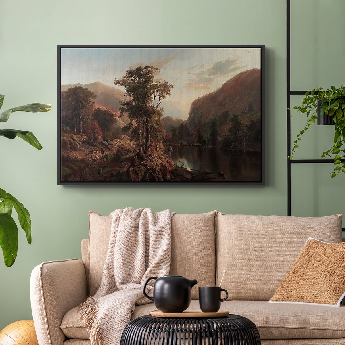 Vintage Landscape-CCCXXX By Wexford Home Framed in Black Wood Gallery Wrapped Canvas 25 in. x 37 in.