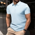 thumbnail image 2 of JTieacloth Collared T Shirt Men's Summer Lapel Short Sleeve Summer Thin Business Ice Silk Blue L, 2 of 4