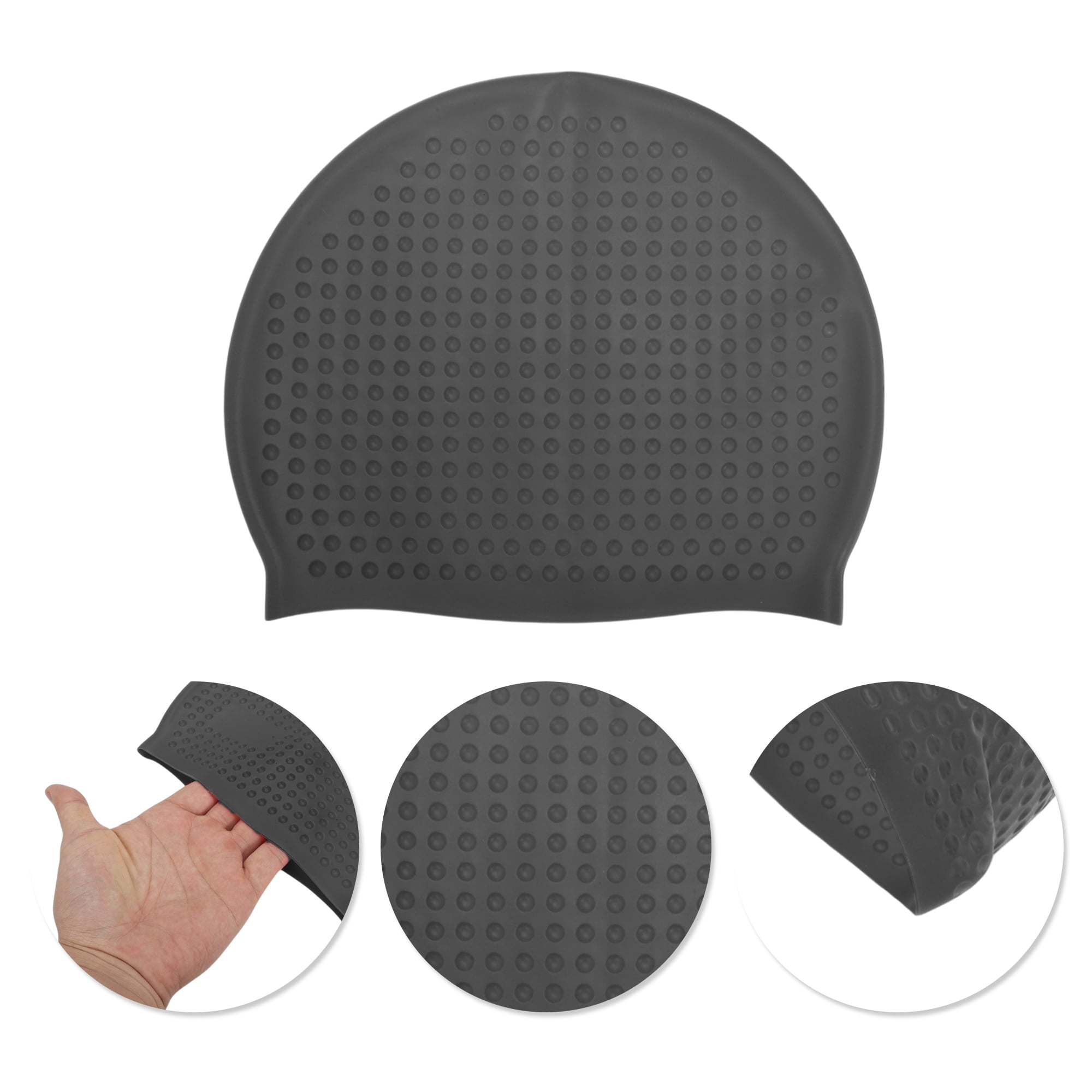 Unique Bargains Waterproof Bubbles Texture Swimming Cap Black