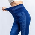 thumbnail image 5 of Women's Imitation Denim Leggings High Waist Butt Lifting Yoga Pants Fashion Side Printed Slim Trousers, 5 of 7