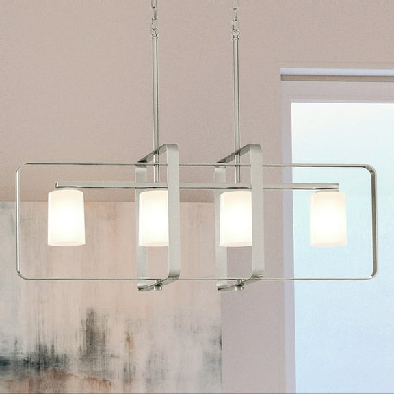 Luxury Modern Chandelier, 14.5H x 39.75W, with Modern Farmhouse Style, Brushed Nickel, UHP4101 by Urban Ambiance