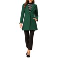 thumbnail image 2 of INSPIRE CHIC Women's Classic Notched Lapel Long Sleeves Long Overcoat L Dark Green, 2 of 7
