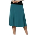 thumbnail image 2 of Yindaity Women's Solid Ombre Lightweight Flare Midi Pull On Closure Skirt S-2XL Plus Size BU2,XL, 2 of 5