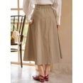 thumbnail image 2 of High-Waist Pleated A-Line Midi Skirt In Khaki, 2 of 8