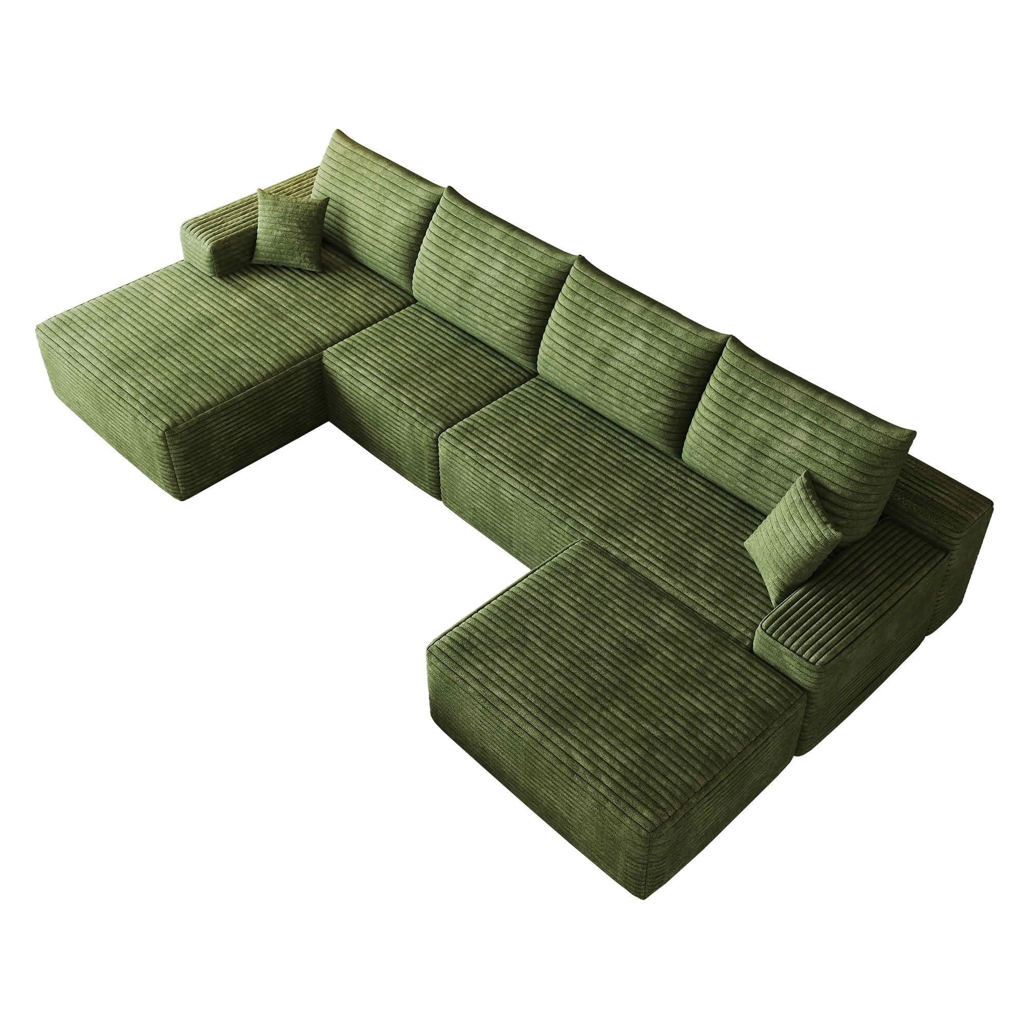 MAYEERTY 135 Inch L‑Shape Cloud Sectional Couch with Chaise, Modern Modular Deep‑Seat Sofa, Plush Corduroy Upholstered Couch, No Assembly Required for Living Room Bedroom Apartment