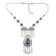 thumbnail image 4 of Collar llamativo con colgante de flor tallada con borla de metal, joyería para dama Azul 1, 4 of 9