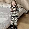 thumbnail image 3 of OGLCCG Girls 2 Piece Fluffy Fleece Pajama Sets Fuzzy Plush Striped Pullover Sweatshirt and Baggy Pants Set Soft Winter Warm Loungewear 0-15 Years, 3 of 4