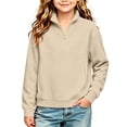 thumbnail image 4 of NAISIBABY Girls' Long Sleeve Sweatshirt, Half-Zip Funnel Neck Loose Pullover Top with Pockets Fall Winter Size 13, 4 of 6