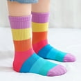thumbnail image 5 of Odeerbi 5 PCS Cotton Socks for Toddler Boys Girls Breathable Soft Rainbow Crew Socks Kids Children Cute Print Middle Tube Warm Socks, 5 of 9