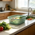 thumbnail image 5 of Large Rectangular Plastic Basket with Drain Holes, Multi-Purpose Kitchen Storage Organizer, Sturdy Container for Vegetables, Fruits, Bread, Pantry Sundries and Household Grocery Sorting, 5 of 7