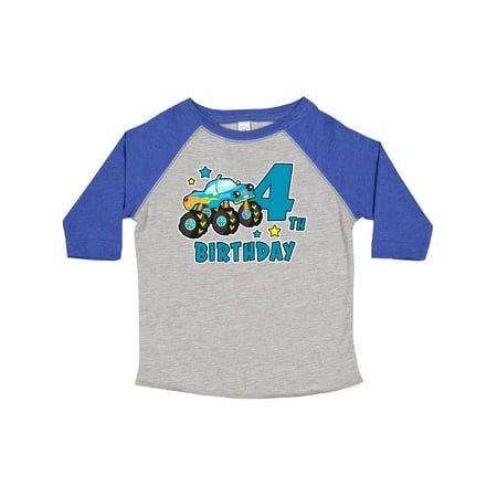 

Inktastic 4th Birthday Monster Truck Gift Toddler Boy Girl T-Shirt