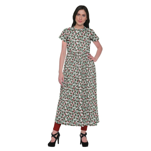 Moomaya Kurta Imprimé Tunique à Fente avant Hauts Femmes Tenue d'Été Kurti pour Dames
