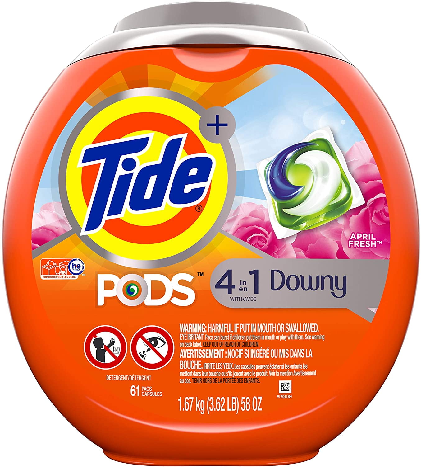 Tide PODS Plus Downy 4 in 1 HE Turbo Laundry Detergent Pacs, April 