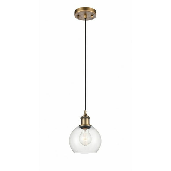 516-1P-WPC-G124-6 Innovations Lighting Ballston Athens 1 Light 6" Cord Hung Mini Pendant Clear/Brushed Brass